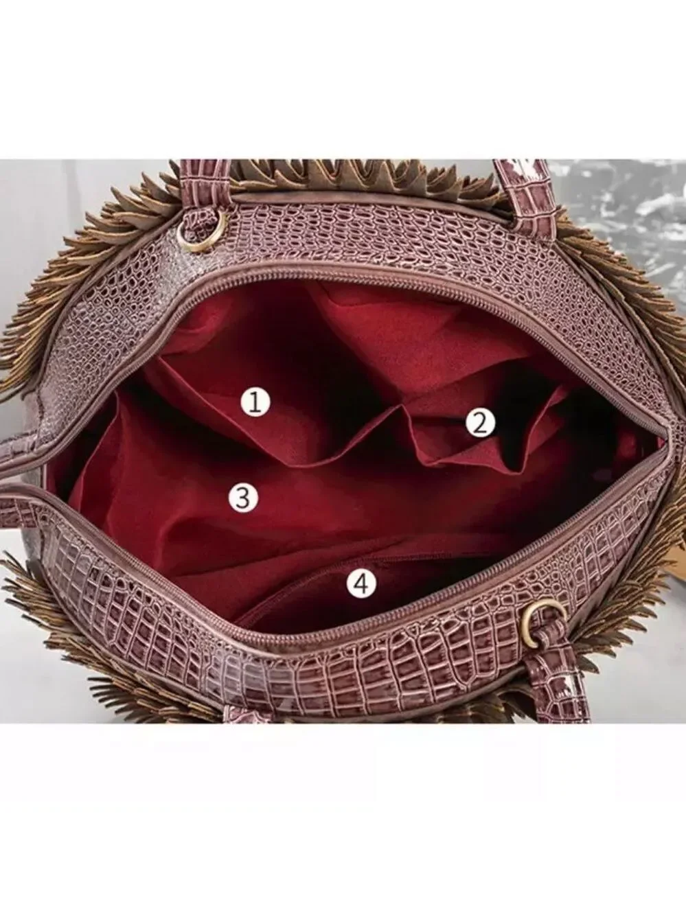 HEDGEHOG NOVELTY BAG PURPLE CROC EMBOSSED SATCHEL UNIQUE STATEMENT HANDBAG